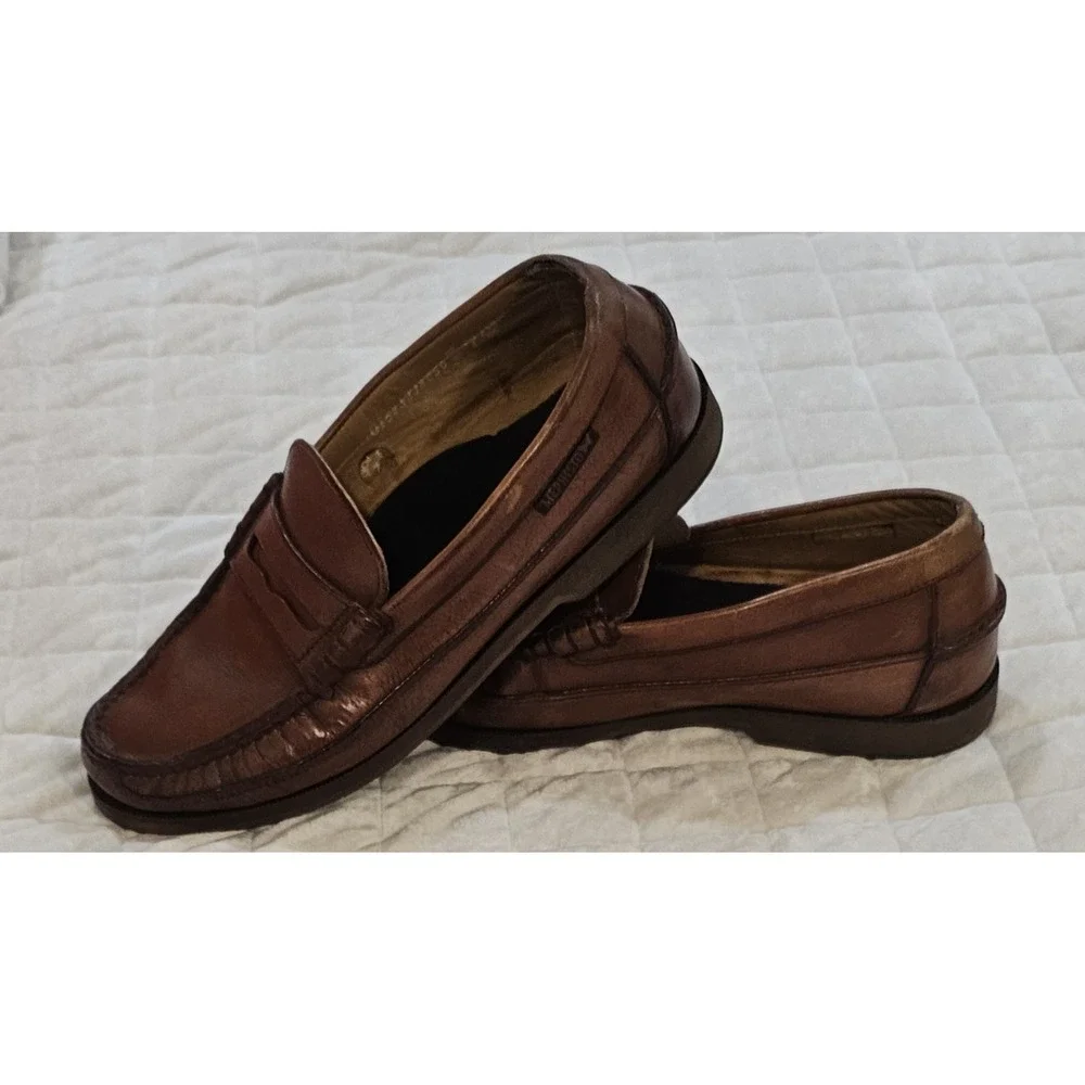 Mephisto Spinnaker Cap Vert Penny Loafer Boat Shoes Men's Size 8 Brown Leather